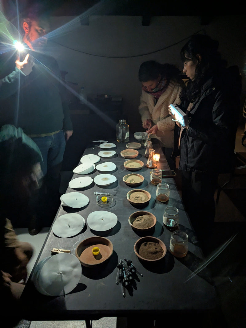 Setting up soil chromatography during the December 2024 Dynamics of Creation retreat in Tepetlixpa, Mexico