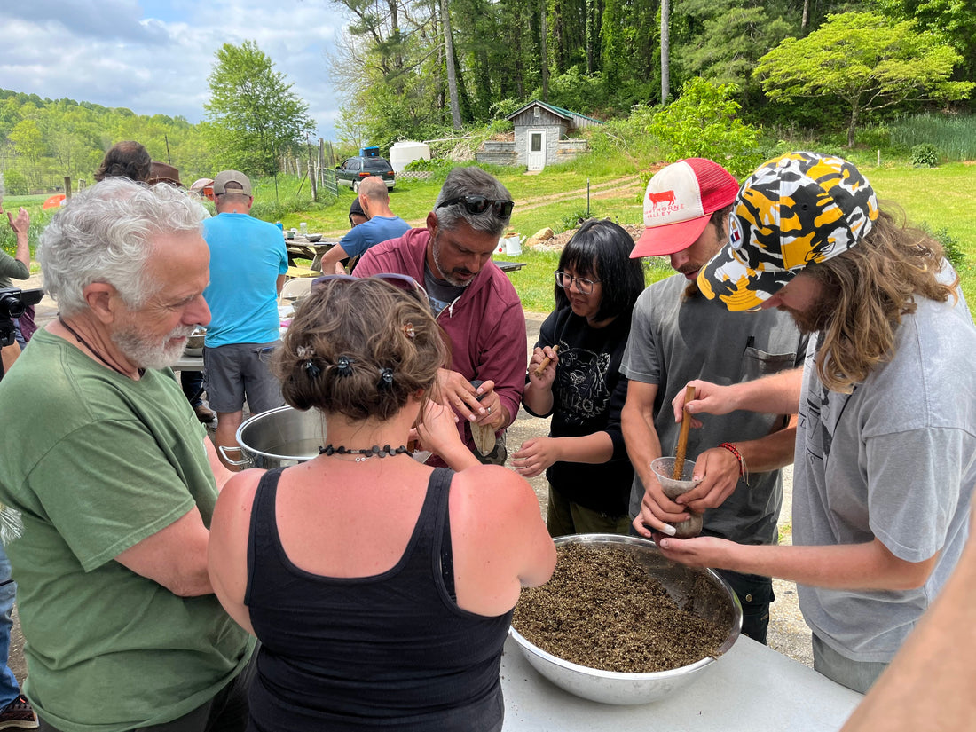 Participants preparing biodynamic materials during JPI's Spring 2023 workshop