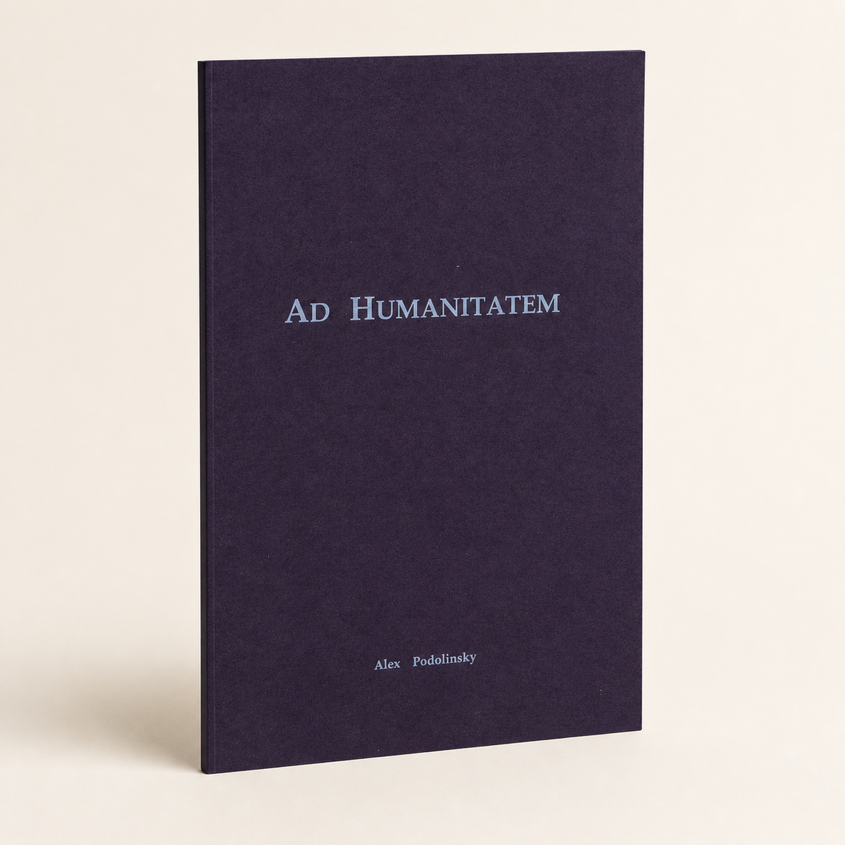 Ad Humanitatem 57-page A4 thin pamphlet, three-quarter front view