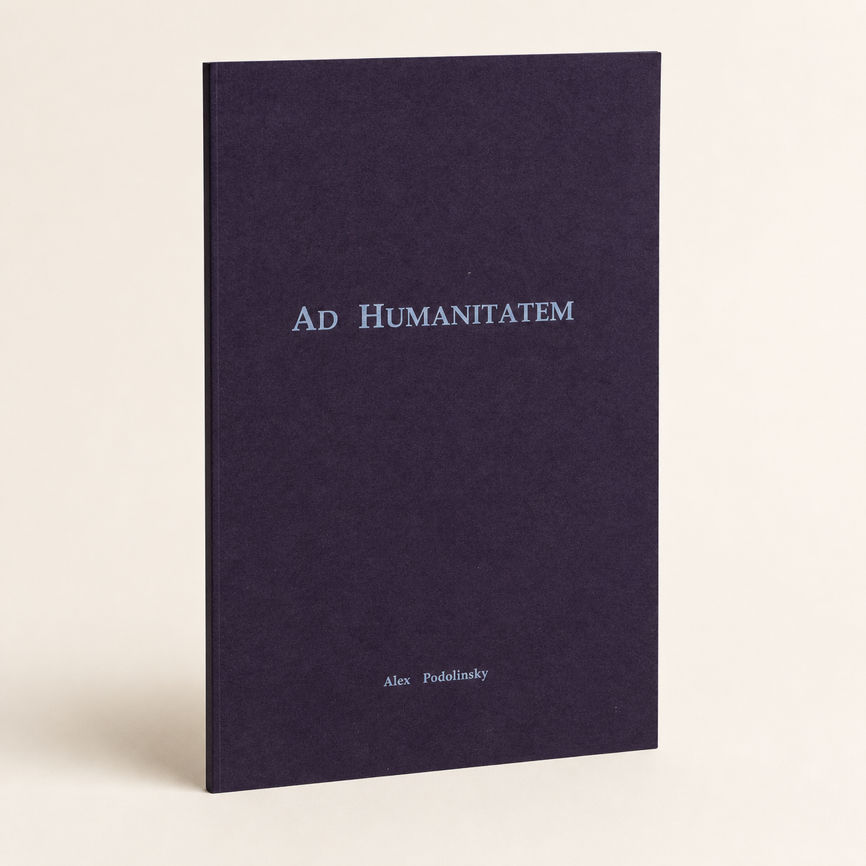 Ad Humanitatem 57-page A4 thin pamphlet, three-quarter front view