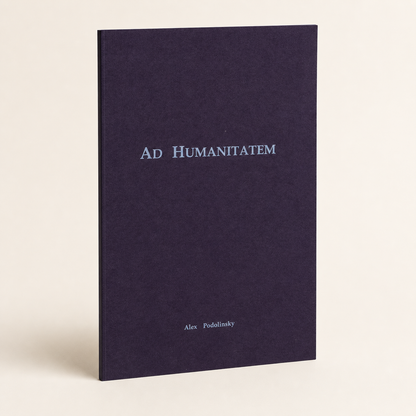 Ad Humanitatem 57-page A4 thin pamphlet, three-quarter front view