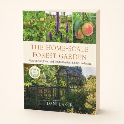 The Home-Scale Forest Garden 336-page large-format paperback, three-quarter front view