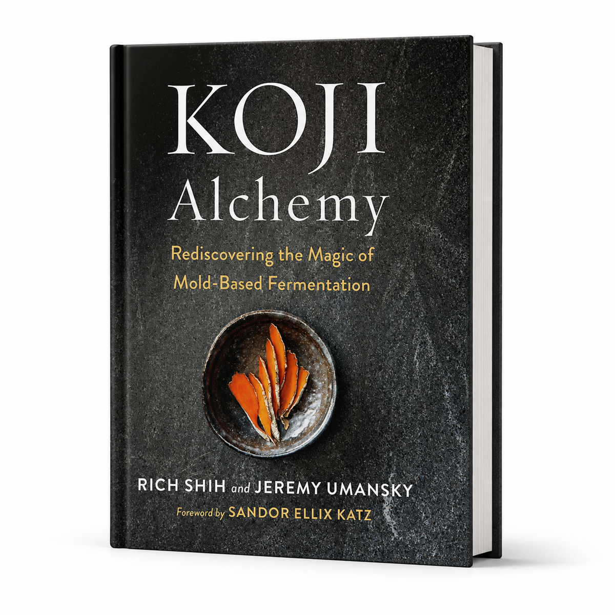 Koji Alchemy shown as a clean three-quarter hardcover product view on white, accurately proportioned for 352 pages