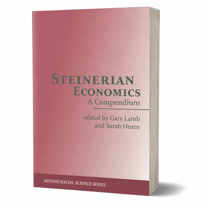 Steinerian Economics shown as a clean three-quarter large-trim paperback product view on white, accurately proportioned for 324 pages
