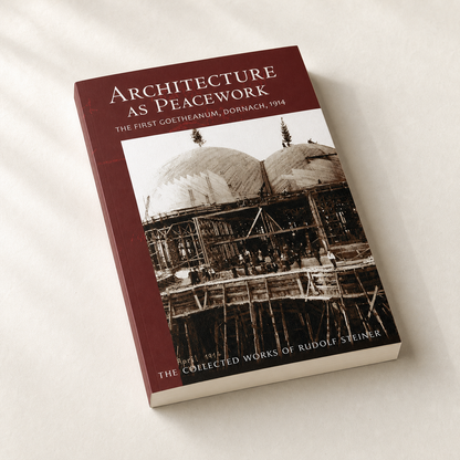 Architecture as Peacework — natural fore-edge view of the 196-page tall paperback