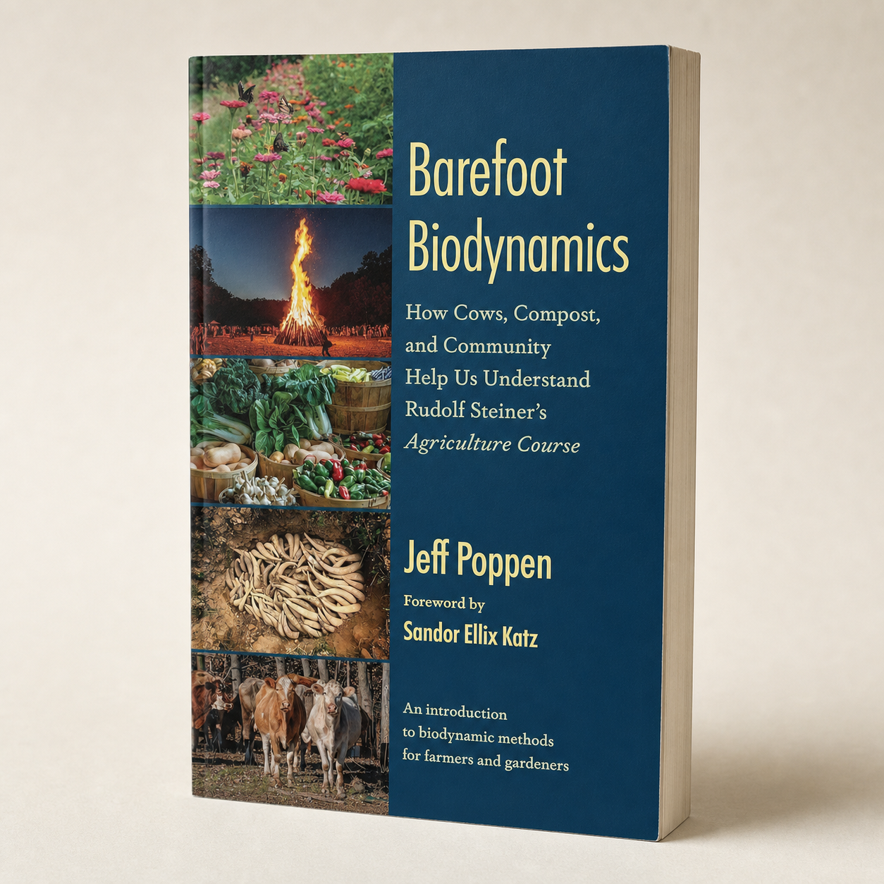 Barefoot Biodynamics paperback on a softly lit off-white background
