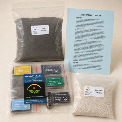 Biodynamic Barrel Compound Kit contents on a clean studio background