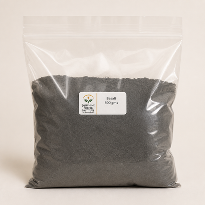 Basalt 500 g packet on a clean off-white background