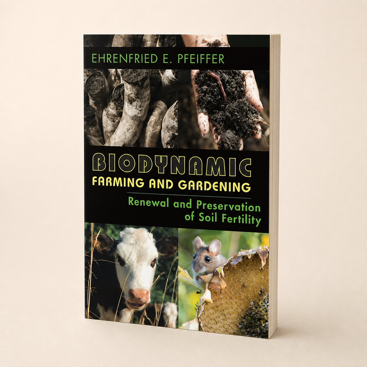 Biodynamic Farming and Gardening paperback, three-quarter front view