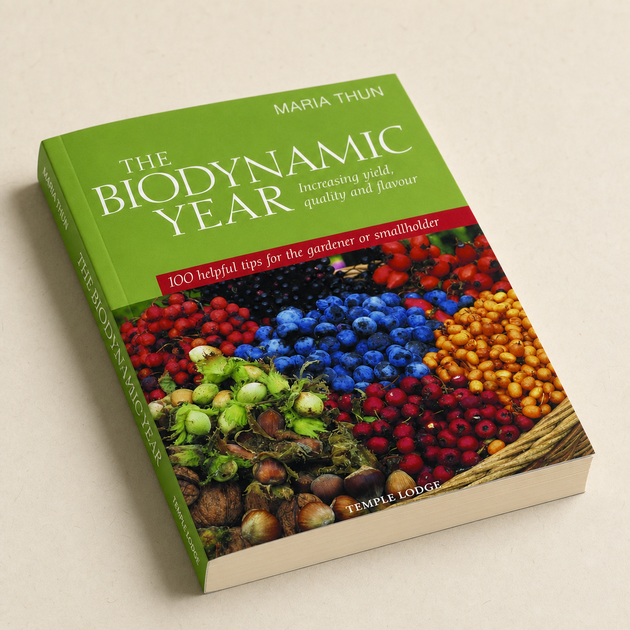 The Biodynamic Year paperback cover, binding, and page-edge detail