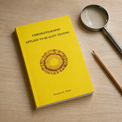 Chromatography Applied to Quality Testing paperback on a naturally lit reading table