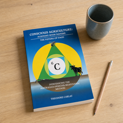 Conscious Agriculture: Aligning with Nature paperback on a naturally lit reading table