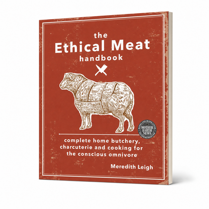 The Ethical Meat Handbook — accurate 256-page broad slim paperback three-quarter view