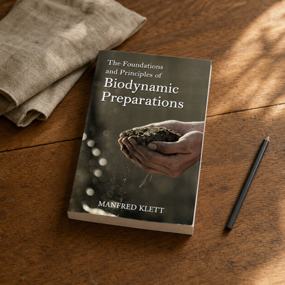 The Foundations and Principles of Biodynamic Preparations by Manfred Klett — 224-page paperback on a natural reading desk