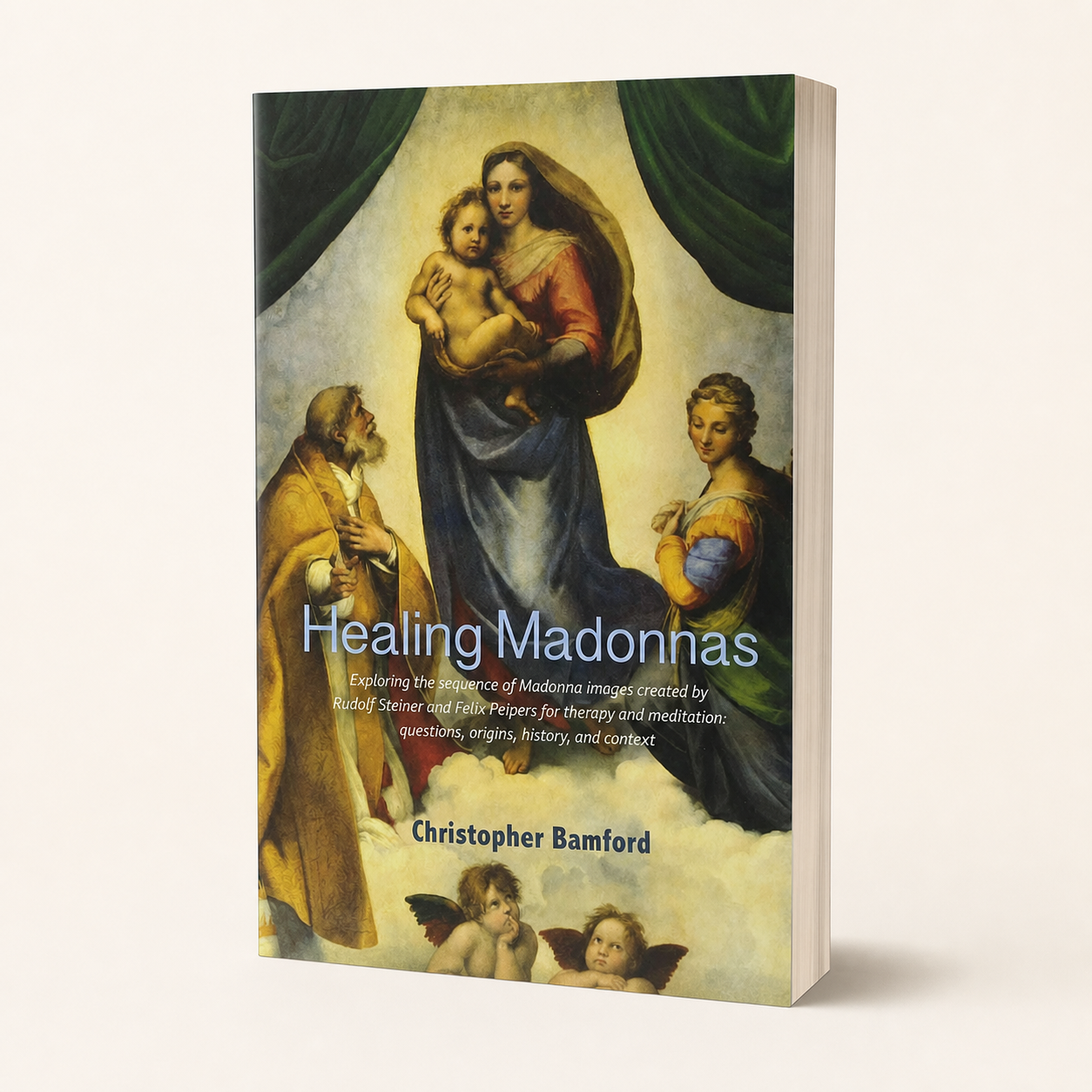 Healing Madonnas illustrated paperback, slim three-quarter front view