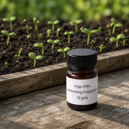 Hugo Erbe number 9 Harmonizing Preparation vial with irregular cotyledon seedlings