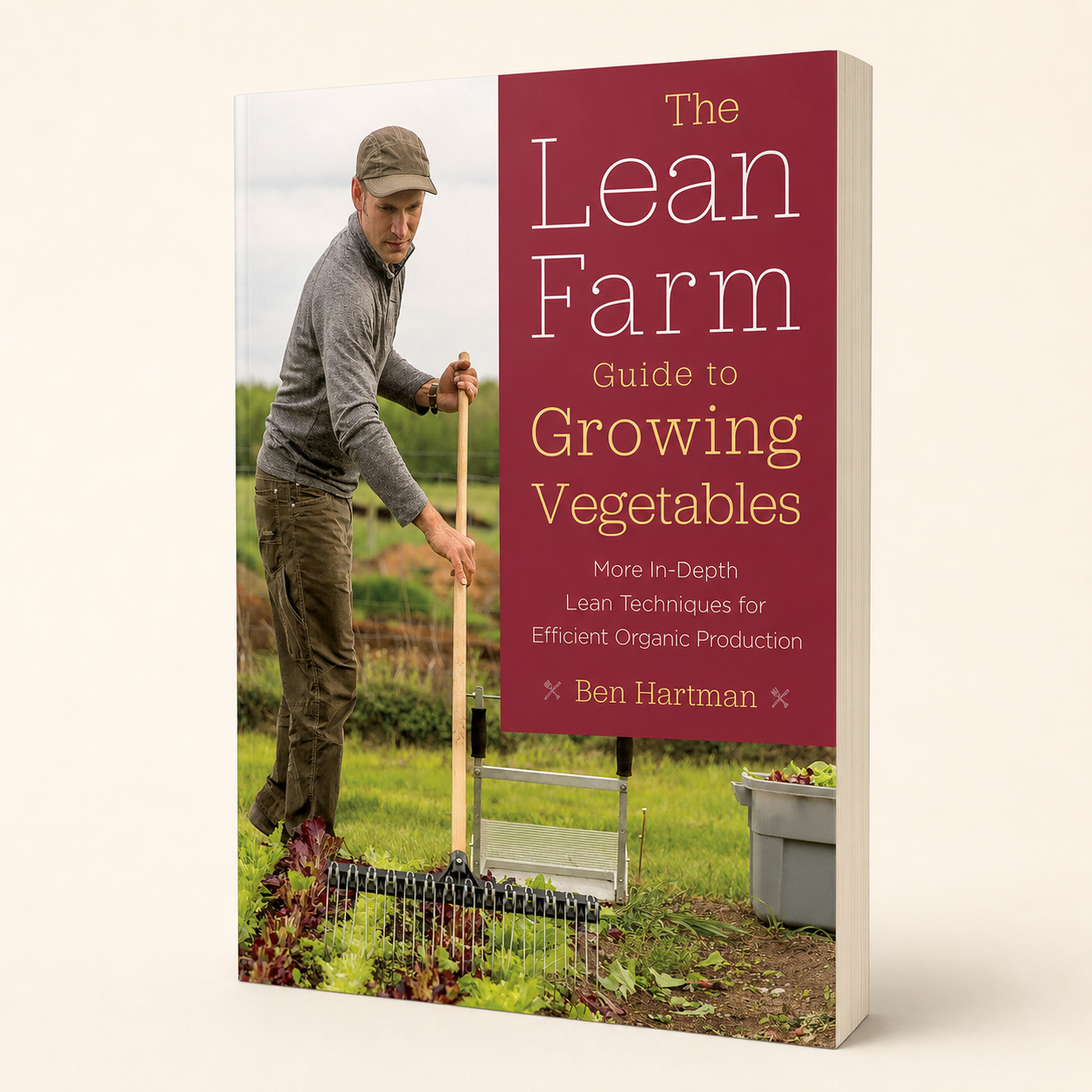 The Lean Farm Guide to Growing Vegetables paperback, three-quarter front view