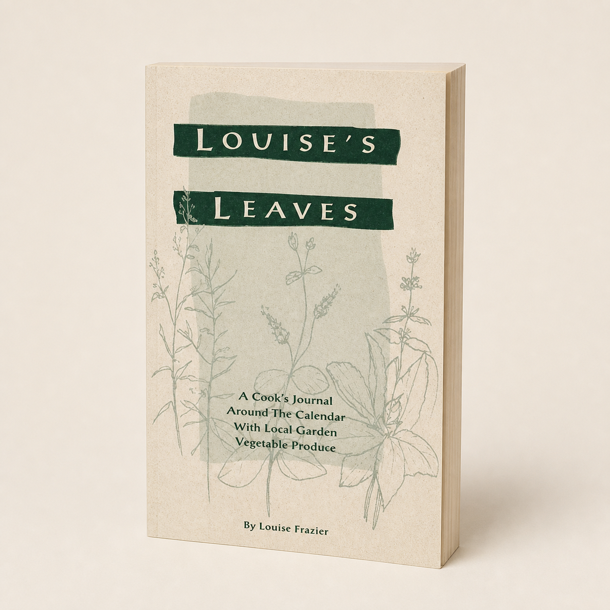 Louise's Leaves paperback on a clean off-white background