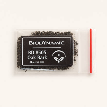 Biodynamic BD 505 Oak Bark Preparation package on a clean studio background