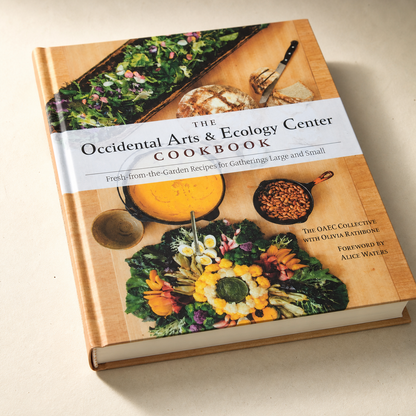 The Occidental Arts & Ecology Center Cookbook hardcover, binding and page-edge detail