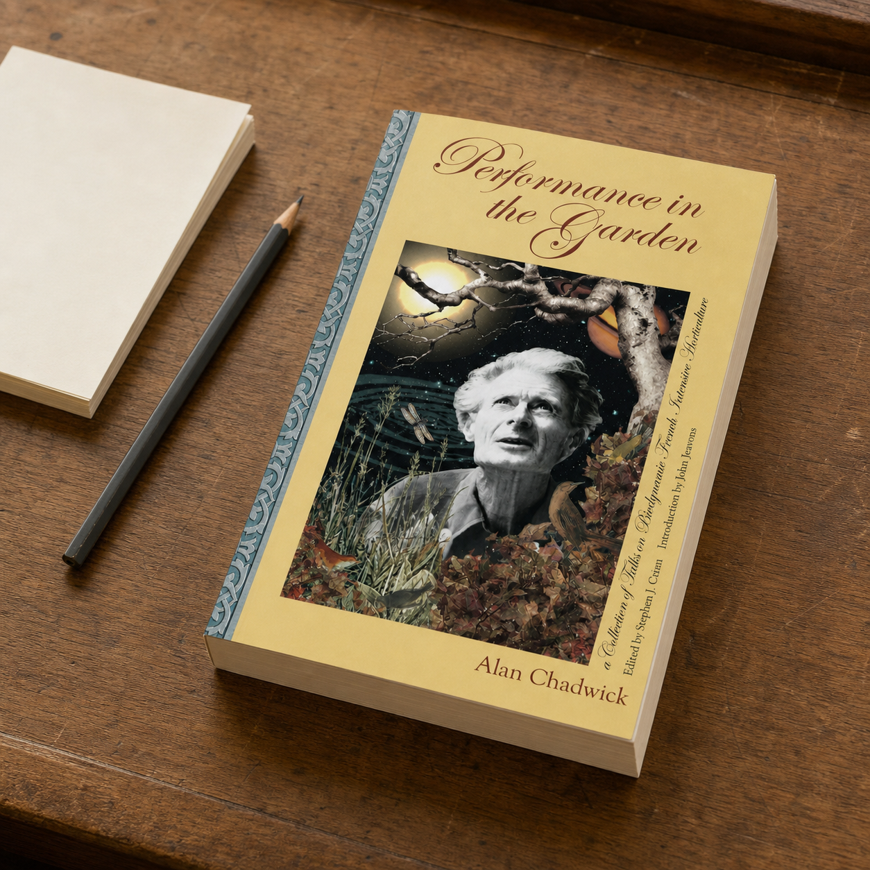 Performance in the Garden — 342-page paperback in a natural reading-desk view