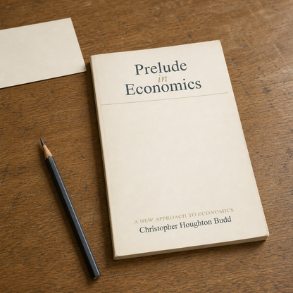Prelude in Economics — slim 64-page paperback in a natural reading-desk view