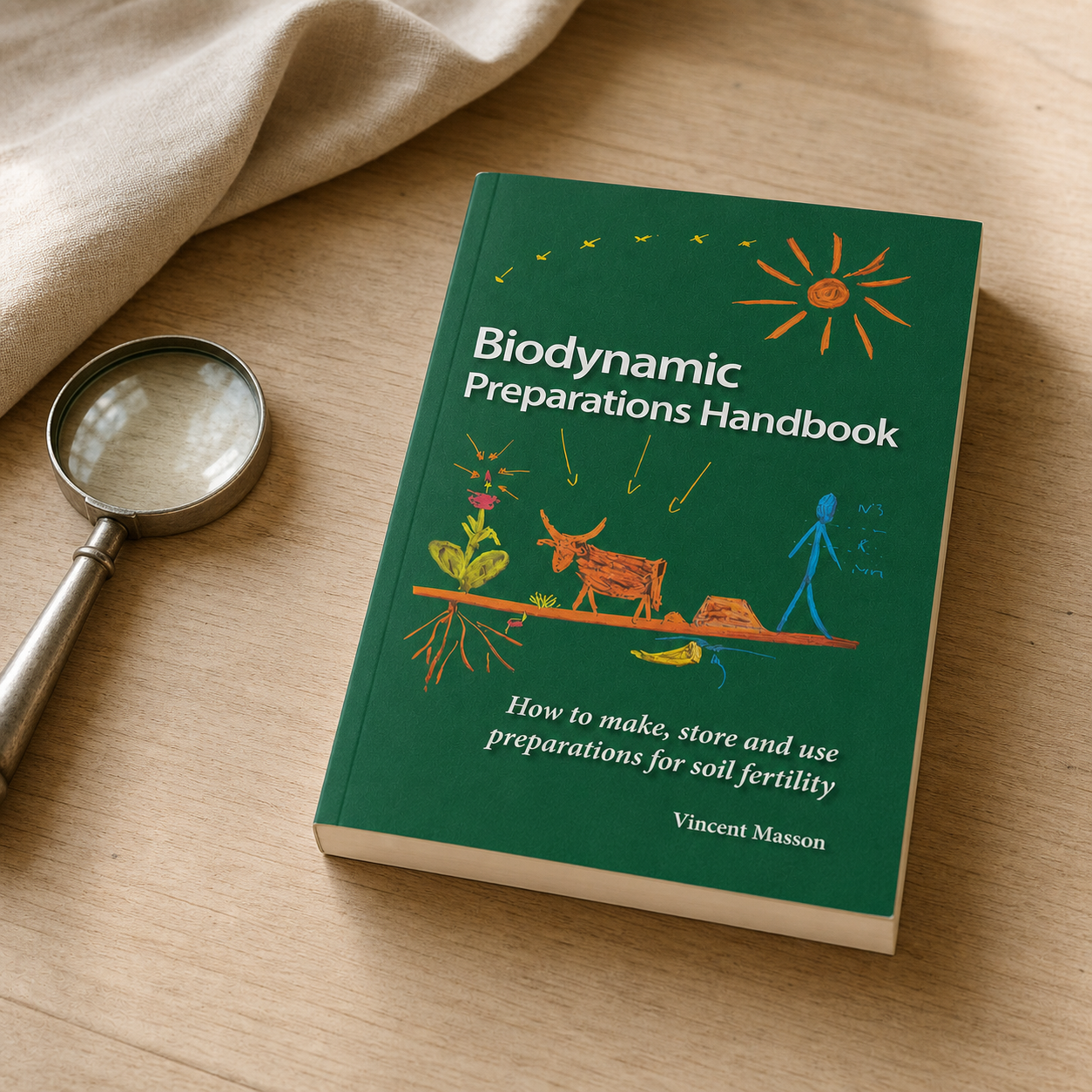 Biodynamic Preparations Handbook paperback on a naturally lit reading table