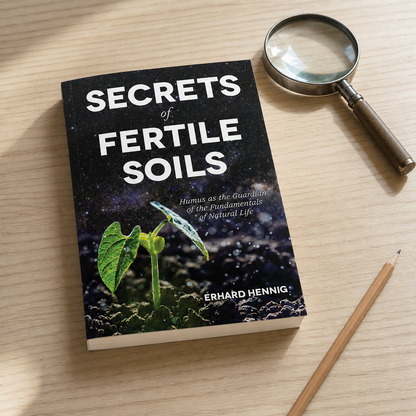 Secrets of Fertile Soils paperback on a naturally lit reading table
