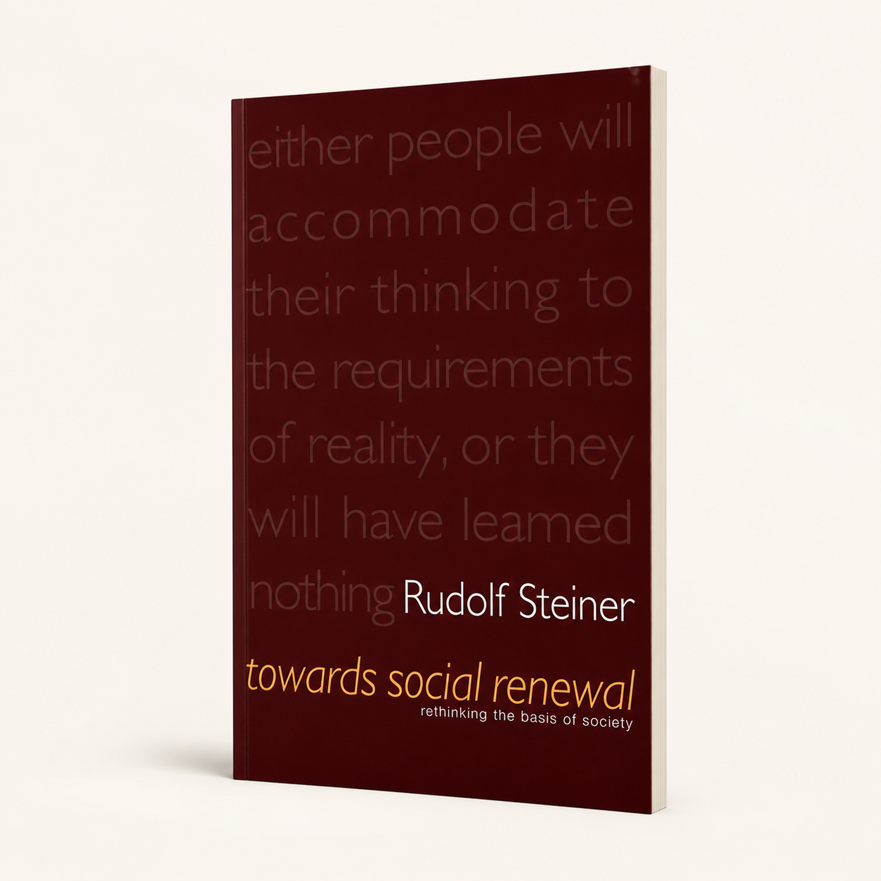 Towards Social Renewal 144-page paperback, slim three-quarter front view